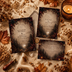 Elegant Dark Autumn Wedding Invitation