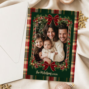 Photo Timeless Plaid Christmas Heritage Elegance Acrylic Invitations