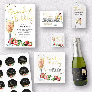 Brunch Bubbly Strawberries Champagne Bridal Shower Invitation