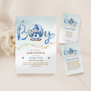 Oh Boy Winter Theme Baby Shower Invitation
