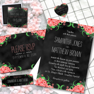 Noir Pink Chalkboard Floral Wedding Favoriser les 