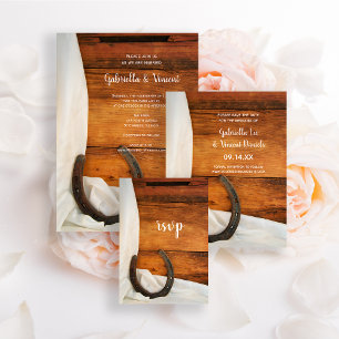 Horseshoe et Satin Country Grange Mariage RSVP