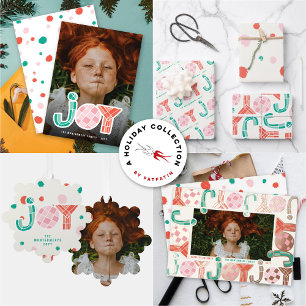 Bold Chunky Geometric Joy Colourful Dots Modern Ornament Card