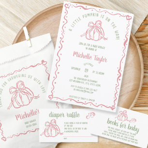 Unique Hand Drawn Little Pumpkin Fall Baby Shower Square Sticker