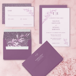 Timeless Flower Monogram All In One Wedding Invita Invitation