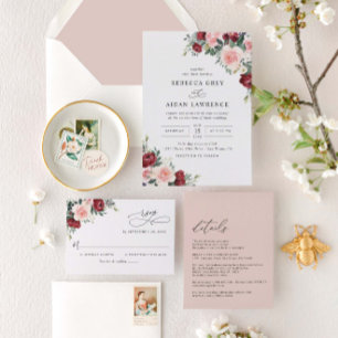 Budget Rustic Watercolor Floral Wedding Invitation