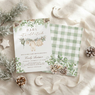 Baby It's Cold Outside Winter Baby Shower green Paper Plate