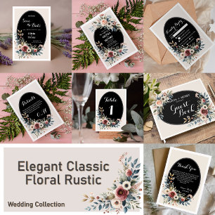 Elegant Classic Floral Rustic Wedding Table Nº 4 Table Number