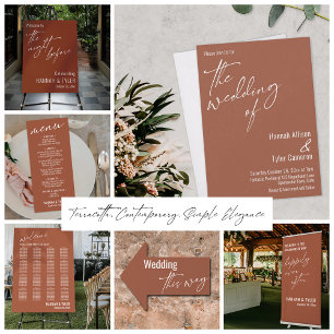 Elegant Simple Typography Terracotta Wedding Invitation