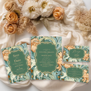 Vintage Elegance William Morris Floral Wedding Save The Date