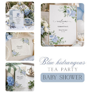 Blue Hydrangeas baby is brewing tea party shower  Napkin