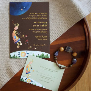 Invitation Mariage tribal Brown du sud-ouest de Kokopelli