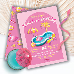 Toy Dream Doll House Pink Birthday Party Invitation