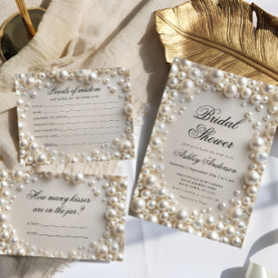 Elegant Pearls Modern Bridal Shower Invitation