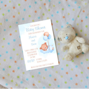 Pastel teddy bear with balloons budget baby shower