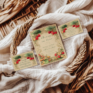 Strawberry Garden Cottagecore Bridal Shower Napkin