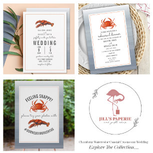 Chambray Crab Pinstripe Wedding Invitation