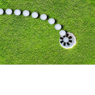 Golf Instruction Swing Swear at flag hole on green Classic Round Sticker