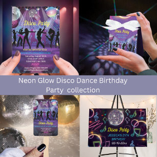 Neon Glow Disco Dance Birthday Party Banner
