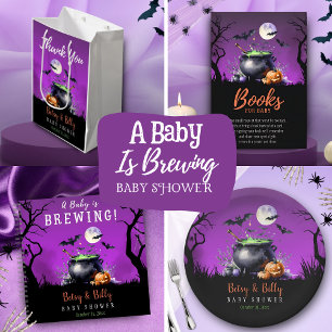 A Baby Is Brewing Halloween Baby Shower  Wine Label