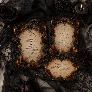 Dark Romance Fall Wedding Thank You Card