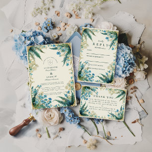 Vintage Bluebell Botanical Wedding Thank You Card