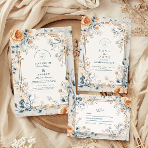 Whimsical Vintage Floral Fern Wedding Save The Date
