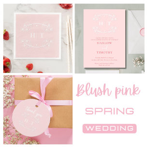 Elegant Calligraphy Romantic Pink Wedding Program Hand Fan