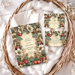 Whimsical Strawberry Forest Baby Shower Invitation