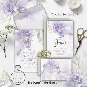 Invitation Mariage   Rustique Lilac Purple Floral