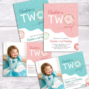 Two Sweet Frosted Doughnut Girls 2nd Birthday Banner