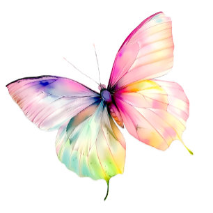 Delicate Pink Butterfly in Pastel Rainbow Colours Paper Coaster
