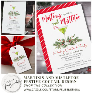  Merry Christmas Candy Cane Martini and Mistletoe Gift Tags