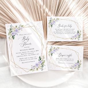 Purple Flowers, White Flowers, Boho, Diaper Raffle Enclosure Card