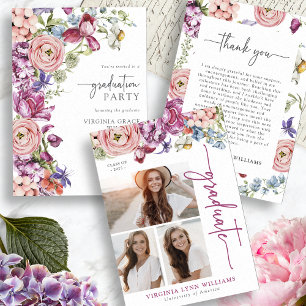 Elegant Wildflower Graduation Advice Cards