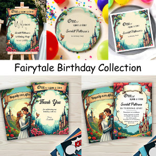 Woodland Enchanted Forest Fairytale 1st Birthday Invitation