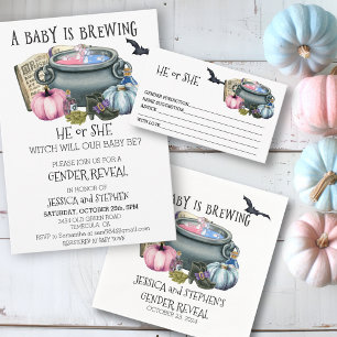 Halloween Baby Brewing Witch Gender Reveal   Invitation