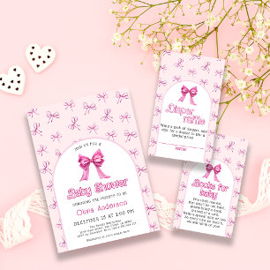 Carte D'accompagnement Bow rose Livres Baby Girl Douche