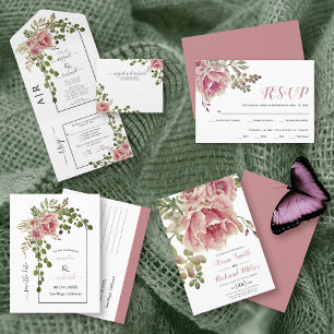Serviette En Papier Fleurs roses, arches et mariage monogramme rose po