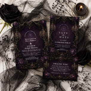 Elegant Purple Goth Wedding Invitation