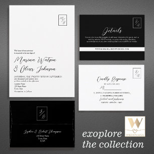 Black and White Monogram Wedding  Program