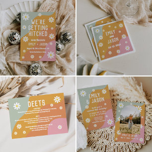 retro groovy 70's save the date invitation