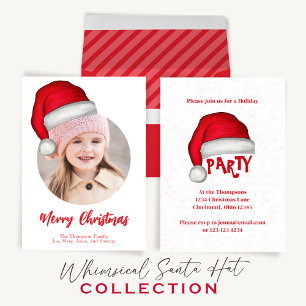 Christmas Cute Santa Elf Funny Whimsical 1 Photo  Holiday Card