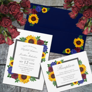 Sunflower Rose Floral Envelope