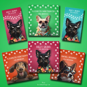 MAGNETIC Dog Walker Paw Print Border Large Card