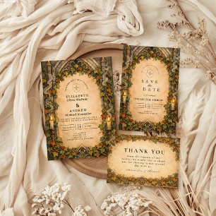 Enchanted Ivy Gothic Autumn Wedding Invitation