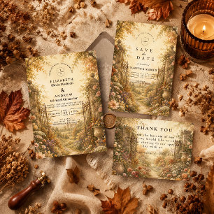Romantic Autumn Wildflower Wedding Invitation