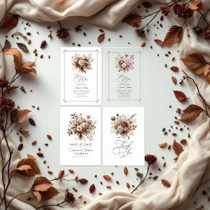 Neutral Bloom Mocha Mousse Floral Bridal Shower Save The Date