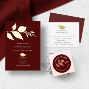 Invitation En Aluminium Minimaliste Élégant Mariage Maroon