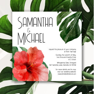 Modern Chic Tropical Floral Wedding Invitation